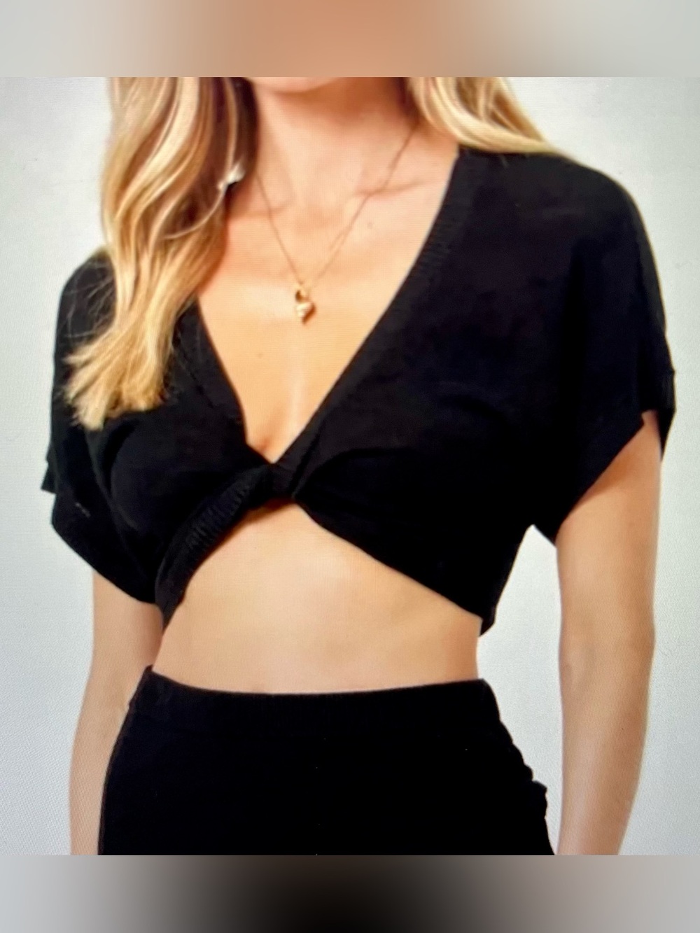 L*SPACE Riley Twist Crop Top Black NWT Sz L
